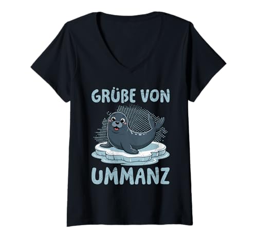 Damen Ostsee Urlaub GRÜßE VON UMMANZ Lustiges Insel Ummanz T-Shirt mit V-Ausschnitt von Ummanz Geschenk Ostsee Shirt Ummanz Souvenier