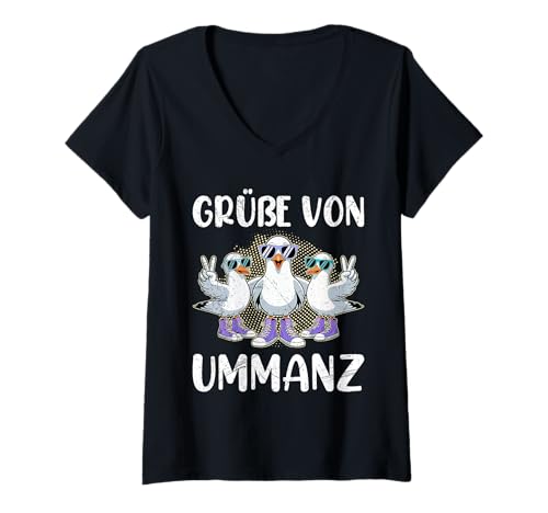 Damen Ostsee Urlaub GRÜßE VON UMMANZ Lustiges Insel Ummanz T-Shirt mit V-Ausschnitt von Ummanz Geschenk Ostsee Shirt Ummanz Souvenier