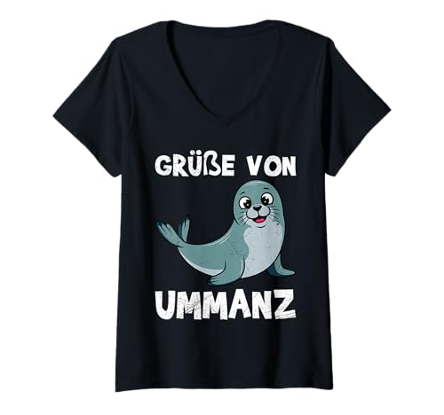 Damen Ostsee Urlaub GRÜßE VON UMMANZ Lustiges Insel Ummanz T-Shirt mit V-Ausschnitt von Ummanz Geschenk Ostsee Shirt Ummanz Souvenier