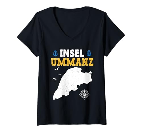 Damen Ostsee Urlaub Insel UMMANZ Lustiges Ummanz Souvier T-Shirt mit V-Ausschnitt von Ummanz Geschenk Ostsee Shirt Ummanz Souvenier