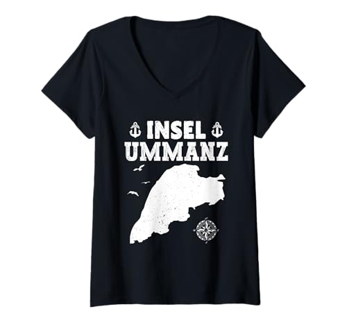 Damen Ostsee Urlaub Insel UMMANZ Lustiges Ummanz Souvier T-Shirt mit V-Ausschnitt von Ummanz Geschenk Ostsee Shirt Ummanz Souvenier