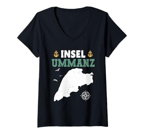 Damen Ostsee Urlaub Insel UMMANZ Lustiges Ummanz Souvier T-Shirt mit V-Ausschnitt von Ummanz Geschenk Ostsee Shirt Ummanz Souvenier