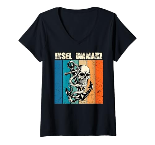 Damen Ostsee Urlaub Insel UMMANZ Souvenier Lustig Ummanz T-Shirt mit V-Ausschnitt von Ummanz Geschenk Ostsee Shirt Ummanz Souvenier