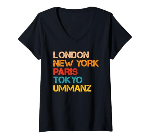 Damen Ostsee Urlaub London New York Paris Tokyo Lustig UMMANZ T-Shirt mit V-Ausschnitt von Ummanz Geschenk Ostsee Shirt Ummanz Souvenier