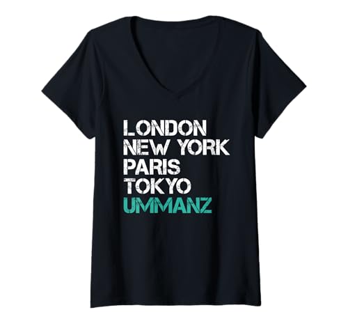 Damen Ostsee Urlaub London New York Paris Tokyo Lustig UMMANZ T-Shirt mit V-Ausschnitt von Ummanz Geschenk Ostsee Shirt Ummanz Souvenier