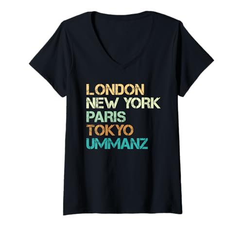 Damen Ostsee Urlaub London New York Paris Tokyo Lustig UMMANZ T-Shirt mit V-Ausschnitt von Ummanz Geschenk Ostsee Shirt Ummanz Souvenier