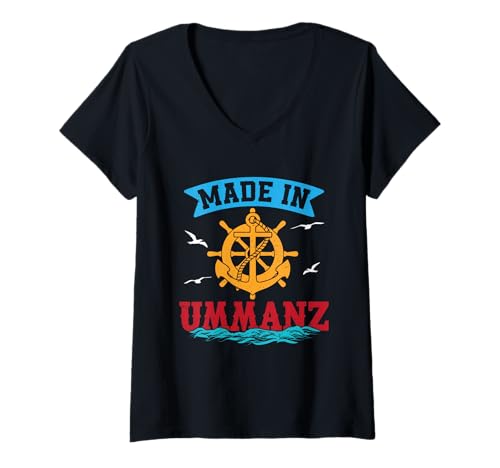 Damen Ostsee Urlaub Made IN UMMANZ Lustiges Insel Ummanz T-Shirt mit V-Ausschnitt von Ummanz Geschenk Ostsee Shirt Ummanz Souvenier