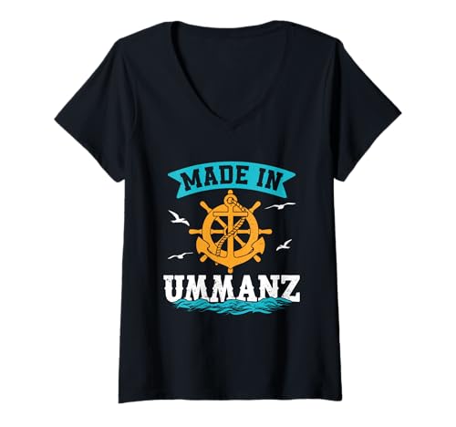 Damen Ostsee Urlaub Made IN UMMANZ Lustiges Insel Ummanz T-Shirt mit V-Ausschnitt von Ummanz Geschenk Ostsee Shirt Ummanz Souvenier