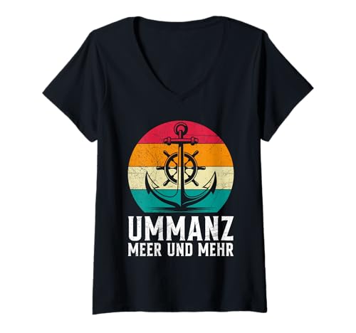 Damen Ostsee Urlaub Meer UND MEHR Lustiges Ummanz T-Shirt mit V-Ausschnitt von Ummanz Geschenk Ostsee Shirt Ummanz Souvenier