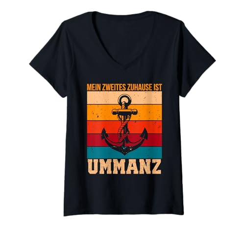 Damen Ostsee Urlaub Mein ZWEITES ZUHAUSE IST UMMANZ Ostsee T-Shirt mit V-Ausschnitt von Ummanz Geschenk Ostsee Shirt Ummanz Souvenier