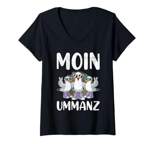 Damen Ostsee Urlaub Moin UMMANZ Souvenier Lustig Insel Ummanz T-Shirt mit V-Ausschnitt von Ummanz Geschenk Ostsee Shirt Ummanz Souvenier