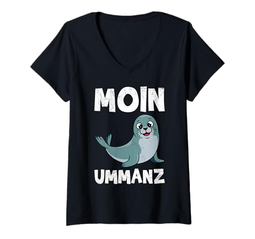 Damen Ostsee Urlaub Moin UMMANZ Souvenier Lustig Insel Ummanz T-Shirt mit V-Ausschnitt von Ummanz Geschenk Ostsee Shirt Ummanz Souvenier