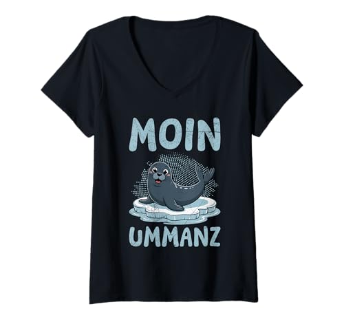 Damen Ostsee Urlaub Moin UMMANZ Souvenier Lustig Insel Ummanz T-Shirt mit V-Ausschnitt von Ummanz Geschenk Ostsee Shirt Ummanz Souvenier