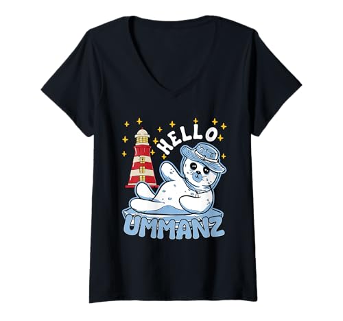 Damen Ostsee Urlaub Moin UMMANZ Souvenier Lustig Insel Ummanz T-Shirt mit V-Ausschnitt von Ummanz Geschenk Ostsee Shirt Ummanz Souvenier