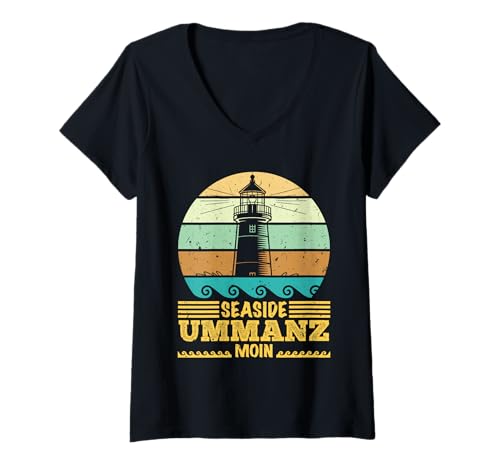 Damen Ostsee Urlaub Seaside UMMANZ Moin Lustiges Insel Ummanz T-Shirt mit V-Ausschnitt von Ummanz Geschenk Ostsee Shirt Ummanz Souvenier