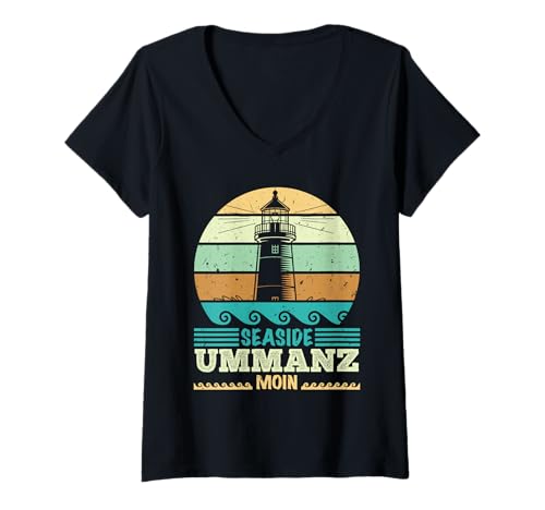Damen Ostsee Urlaub Seaside UMMANZ Moin Lustiges Insel Ummanz T-Shirt mit V-Ausschnitt von Ummanz Geschenk Ostsee Shirt Ummanz Souvenier