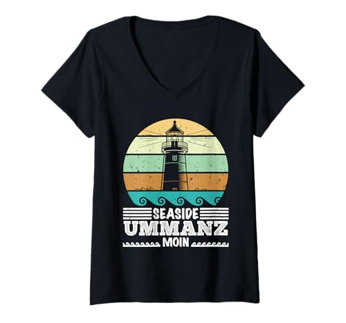 Damen Ostsee Urlaub Seaside UMMANZ Moin Lustiges Insel Ummanz T-Shirt mit V-Ausschnitt von Ummanz Geschenk Ostsee Shirt Ummanz Souvenier