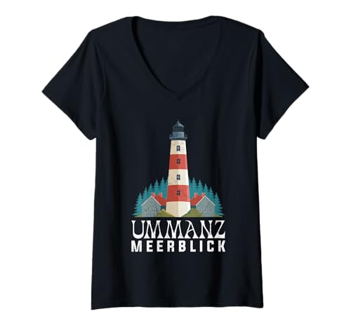 Damen Ostsee Urlaub UMMANZ MEERBLICK Lustiges Ummanz T-Shirt mit V-Ausschnitt von Ummanz Geschenk Ostsee Shirt Ummanz Souvenier