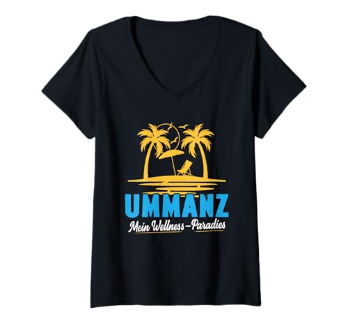 Damen Ostsee Urlaub UMMANZ Mein Wellness Paradies Insel Ummanz T-Shirt mit V-Ausschnitt von Ummanz Geschenk Ostsee Shirt Ummanz Souvenier