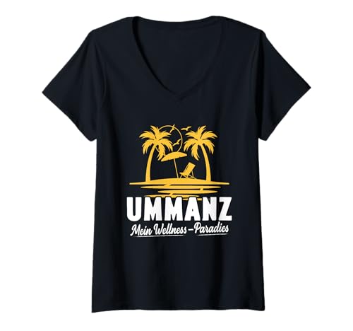 Damen Ostsee Urlaub UMMANZ Mein Wellness Paradies Insel Ummanz T-Shirt mit V-Ausschnitt von Ummanz Geschenk Ostsee Shirt Ummanz Souvenier