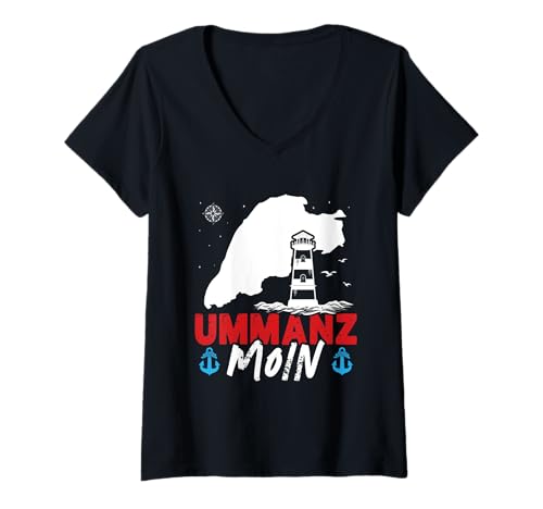 Damen Ostsee Urlaub UMMANZ Moin Lustiges Insel Ummanz T-Shirt mit V-Ausschnitt von Ummanz Geschenk Ostsee Shirt Ummanz Souvenier