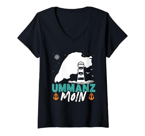Damen Ostsee Urlaub UMMANZ Moin Lustiges Insel Ummanz T-Shirt mit V-Ausschnitt von Ummanz Geschenk Ostsee Shirt Ummanz Souvenier