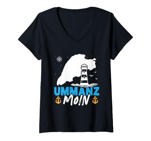 Damen Ostsee Urlaub UMMANZ Moin Lustiges Insel Ummanz T-Shirt mit V-Ausschnitt von Ummanz Geschenk Ostsee Shirt Ummanz Souvenier