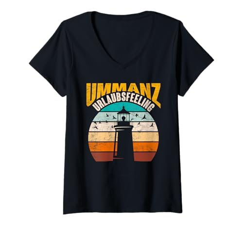 Damen Ostsee Urlaub UMMANZ URLAUBSFEELING Lustig Insel Ummanz T-Shirt mit V-Ausschnitt von Ummanz Geschenk Ostsee Shirt Ummanz Souvenier