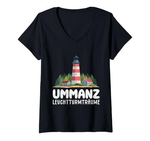 Damen UMMANZ Leuchtturm TRÄUME Insel Ummanz Lustig Ummanz T-Shirt mit V-Ausschnitt von Ummanz Geschenk Ostsee Shirt Ummanz Souvenier