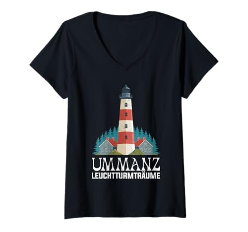 Damen UMMANZ Leuchtturm TRÄUME Insel Ummanz Lustig Ummanz T-Shirt mit V-Ausschnitt von Ummanz Geschenk Ostsee Shirt Ummanz Souvenier