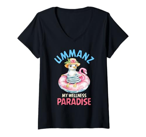 Damen UMMANZ Mein Wellness Paradies Lustiges Insel Ummanz T-Shirt mit V-Ausschnitt von Ummanz Geschenk Ostsee Shirt Ummanz Souvenier