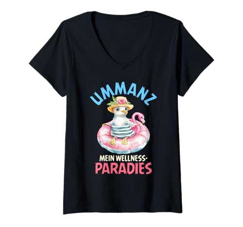 Damen UMMANZ Mein Wellness Paradies Lustiges Insel Ummanz T-Shirt mit V-Ausschnitt von Ummanz Geschenk Ostsee Shirt Ummanz Souvenier