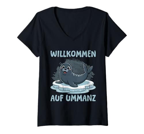 Damen Ummanz Urlaub WILLKOMMEN AUF UMMANZ Lustig Ostsee T-Shirt mit V-Ausschnitt von Ummanz Geschenk Ostsee Shirt Ummanz Souvenier