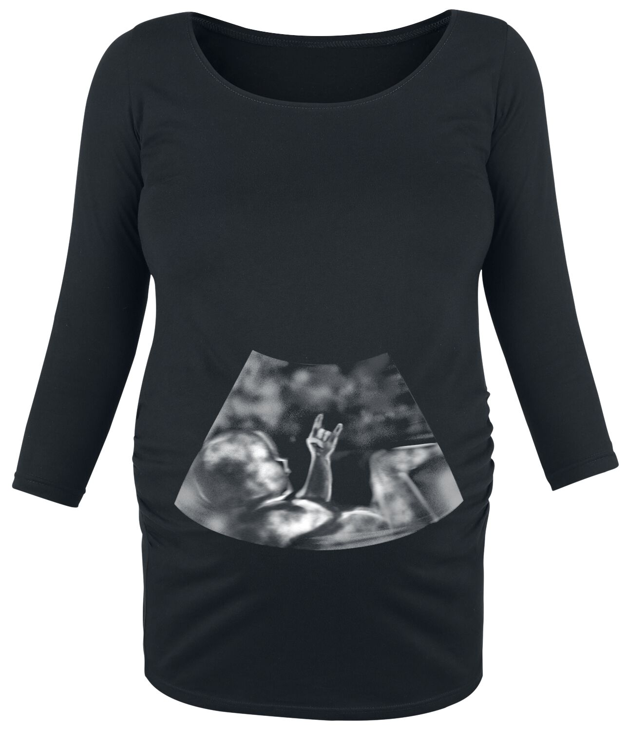 Umstandsmode Langarmshirt - Ultraschall Metal Hand Baby - S bis 3XL - für Damen - Größe 3XL - schwarz von Umstandsmode