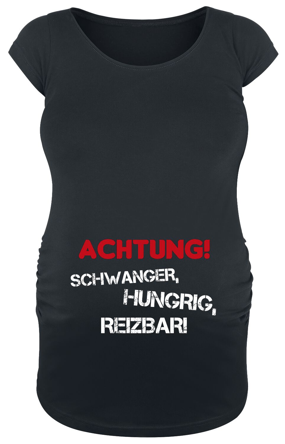 Umstandsmode T-Shirt - Achtung! Schwanger, Hungrig, Reizbar! - S bis XXL - für Damen - Größe XXL - schwarz von Umstandsmode