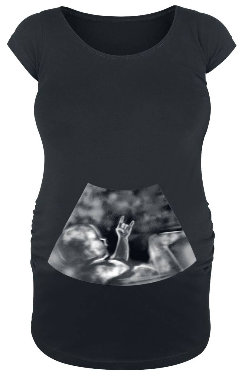 Umstandsmode T-Shirt - Ultraschall Metal Hand Baby - S bis XXL - für Damen - Größe S - schwarz von Umstandsmode