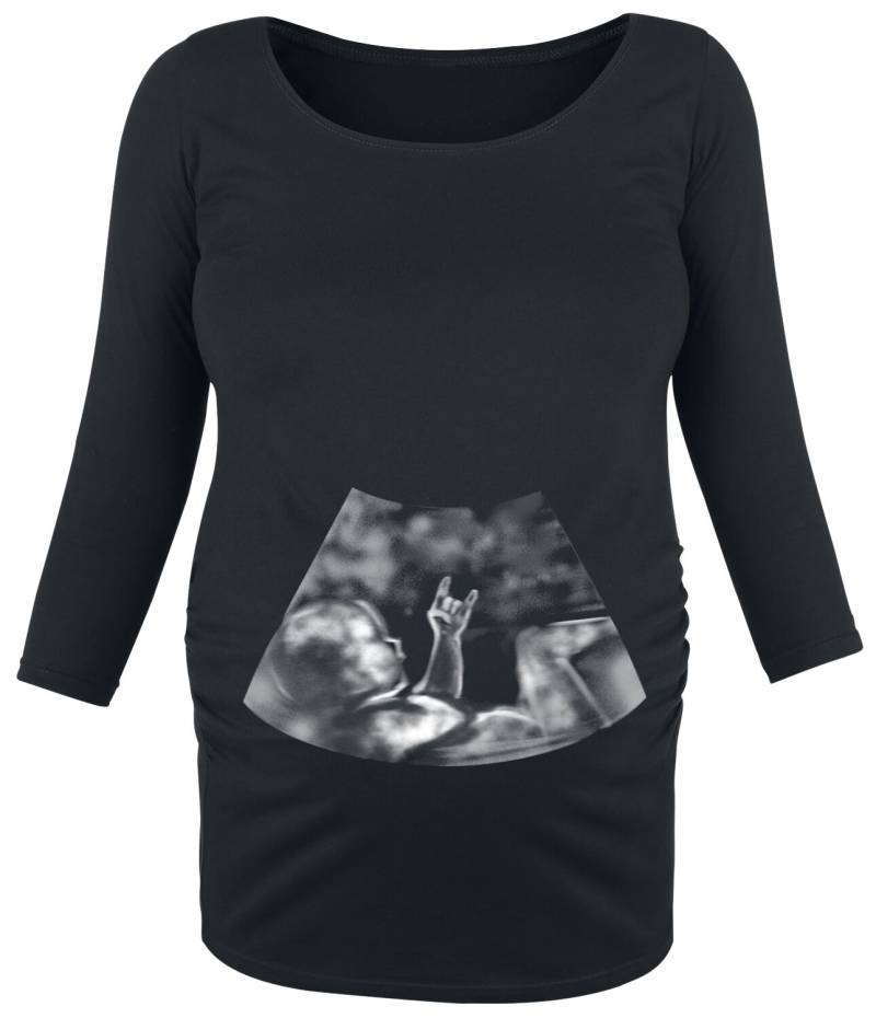 Umstandsmode Ultraschall Metal Hand Baby Langarmshirt schwarz in XL von Umstandsmode