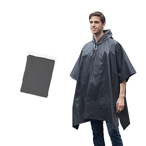 Umtiti Regen Ponchos für Frauen und Männer (1-Pack) mit Kordelzug Kapuze für Erwachsene，Regencape mit Kapuze für Festival, Konzert, Wandern, Radfahren, Camping, Outdoor.BK-1pc von Umtiti