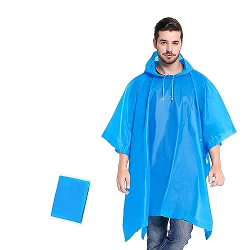 Umtiti Regen Ponchos für Frauen und Männer (1-Pack) mit Kordelzug Kapuze für Erwachsene，Regencape mit Kapuze für Festival, Konzert, Wandern, Radfahren, Camping, Outdoor.BU-1pc von Umtiti