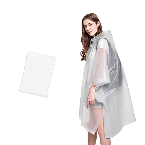 Umtiti Regen Ponchos für Frauen und Männer (1-Pack) mit Kordelzug Kapuze für Erwachsene，Regencape mit Kapuze für Festival, Konzert, Wandern, Radfahren, Camping, Outdoor.WH-1pc von Umtiti