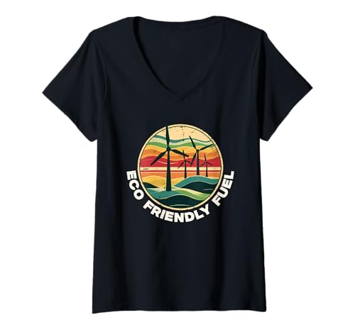 Damen Umweltschützer Erneuerbare Energie Eco-Friendly Fuel T-Shirt mit V-Ausschnitt von Umwelt Klimaschutz Umweltverschmutzung