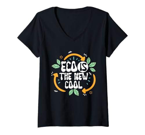 Damen Umweltschützer Erneuerbare Energie Eco is The New Cool T-Shirt mit V-Ausschnitt von Umwelt Klimaschutz Umweltverschmutzung