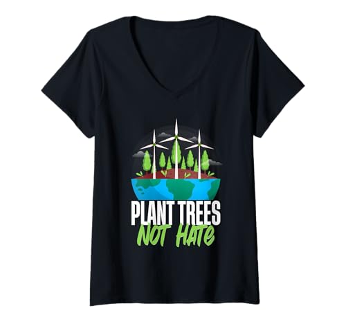 Damen Umweltschützer Erneuerbare Energie Umweltschutz T-Shirt mit V-Ausschnitt von Umwelt Klimaschutz Umweltverschmutzung