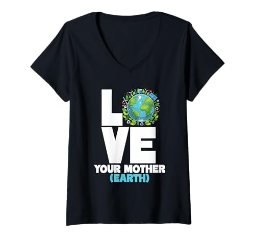 Damen Umweltschützer Erneuerbare Energie Umweltschutz T-Shirt mit V-Ausschnitt von Umwelt Klimaschutz Umweltverschmutzung