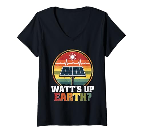 Damen Umweltschützer Erneuerbare Energie Umweltschutz T-Shirt mit V-Ausschnitt von Umwelt Klimaschutz Umweltverschmutzung