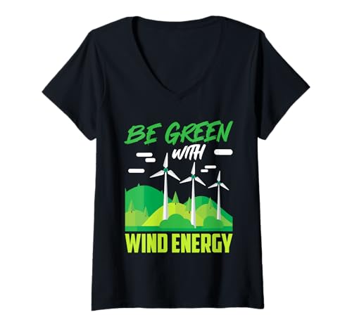 Damen Erneuerbare Energie SETZE AUF WINDKRAFT UMWELT Windenergie T-Shirt mit V-Ausschnitt Damen Erneuerbare Energie SETZE AUF WINDKRAFT UMWELT Windenergie T-Shirt mit V-Ausschnitt von Umweltschutz TShirt Windkraft Strom Grüne Energie