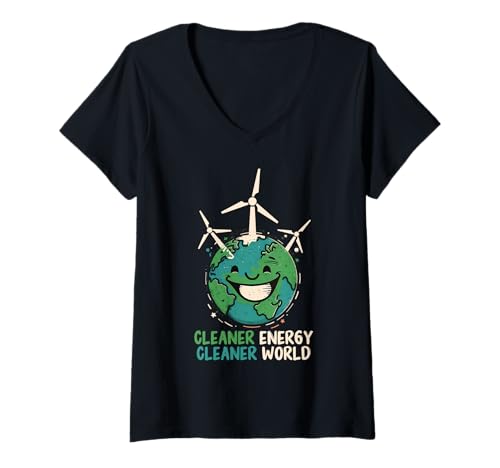 Damen UMWELTSCHUTZ DURCH SAUBERE ENERGIE Lustig Windkraft T-Shirt mit V-Ausschnitt Damen UMWELTSCHUTZ DURCH SAUBERE ENERGIE Lustig Windkraft T-Shirt mit V-Ausschnitt von Umweltschutz TShirt Windkraft Strom Grüne Energie
