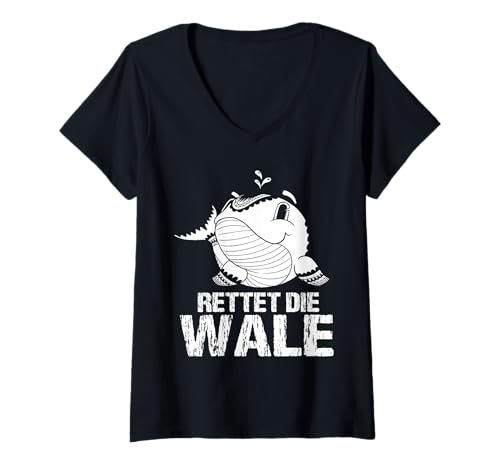 Damen Rettet Die Wale T-Shirt mit V-Ausschnitt Damen Rettet Die Wale T-Shirt mit V-Ausschnitt von Umweltschutz & Tierschutz Rettet Die Wale