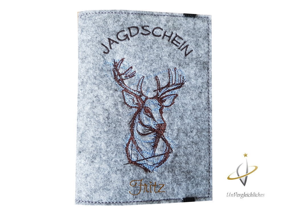Jagdscheinhülle Filz Waidmannsheil Jäger Geschenk Hülle Jagdschein Hirsch Jagd Waffenbesitzkarte Geweih Jägerin Jagdschein-Hülle Fuchs Wbk von UnVergleichlichesDE