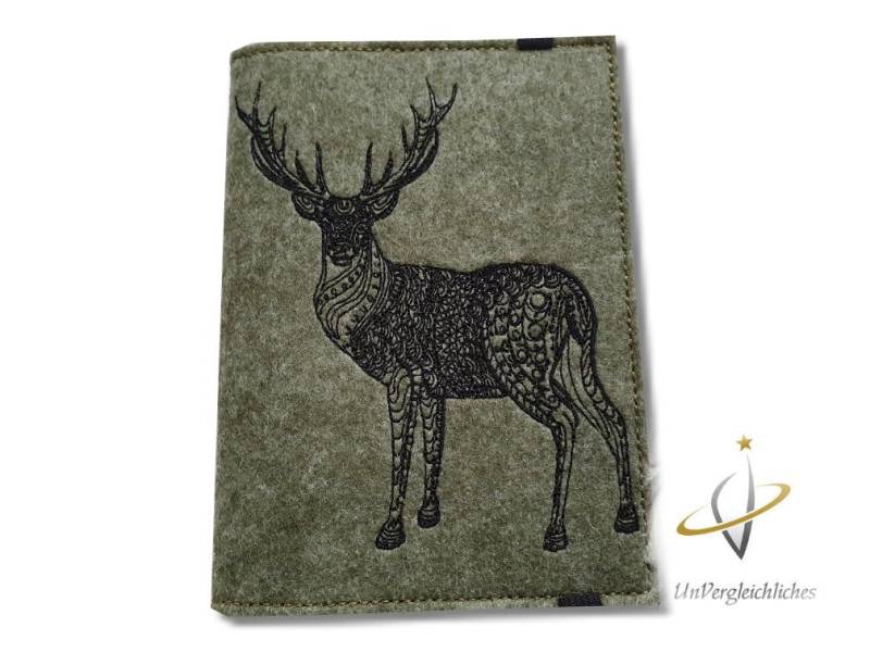 Jagdscheinhülle Filz Waidmannsheil Jäger Wbk Hirschbock von UnVergleichlichesDE